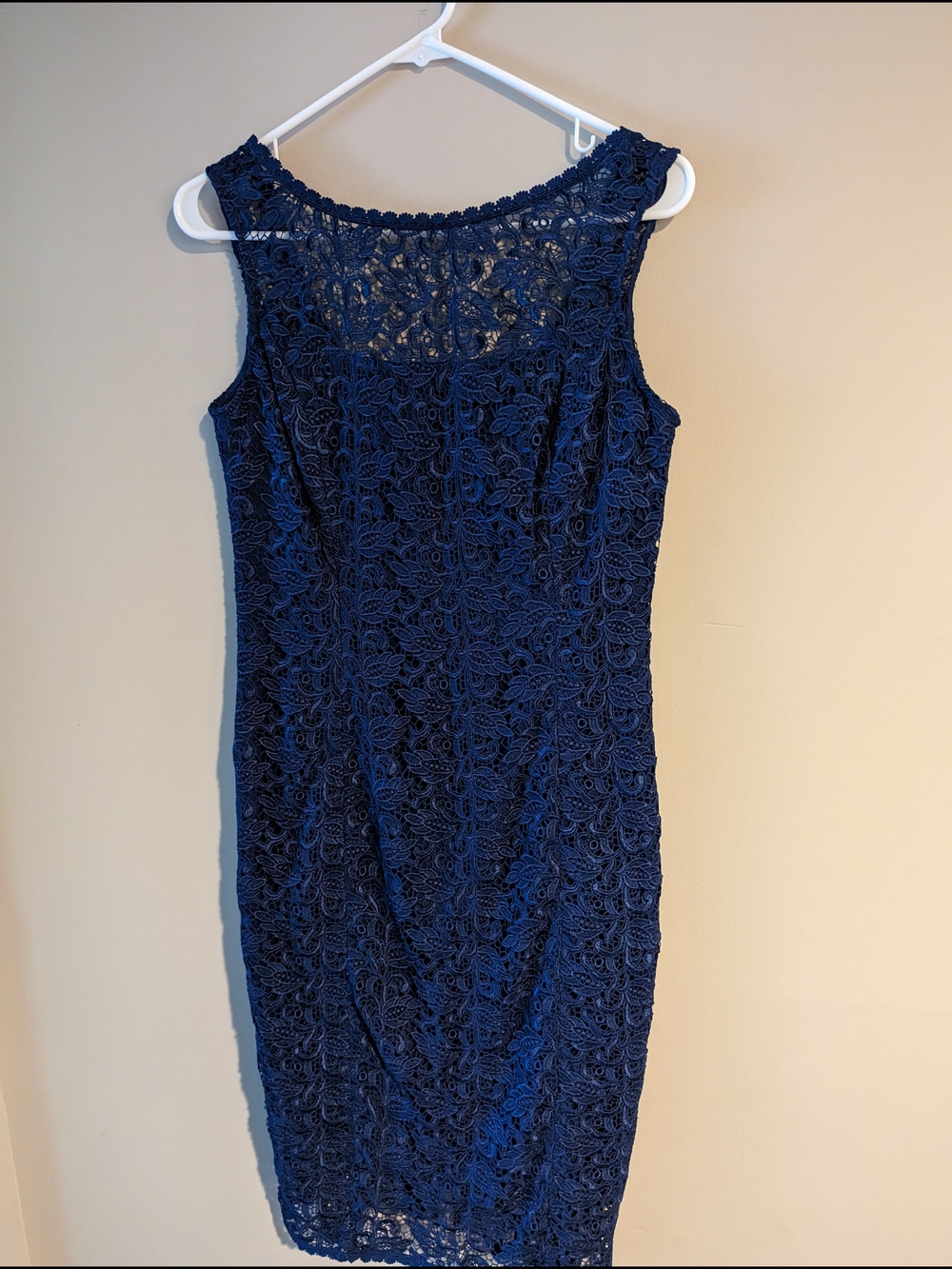 NWT- White House Black Market Navy Floral Lace Midi Dress